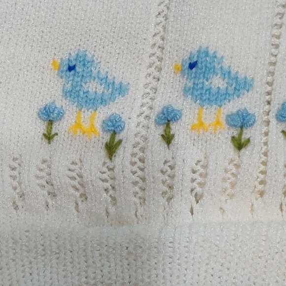 Vitania 12–18M Handmade Vintage Baby Knit Set Sweater Pants Bluebird Mexico Cute - Picture 3 of 11